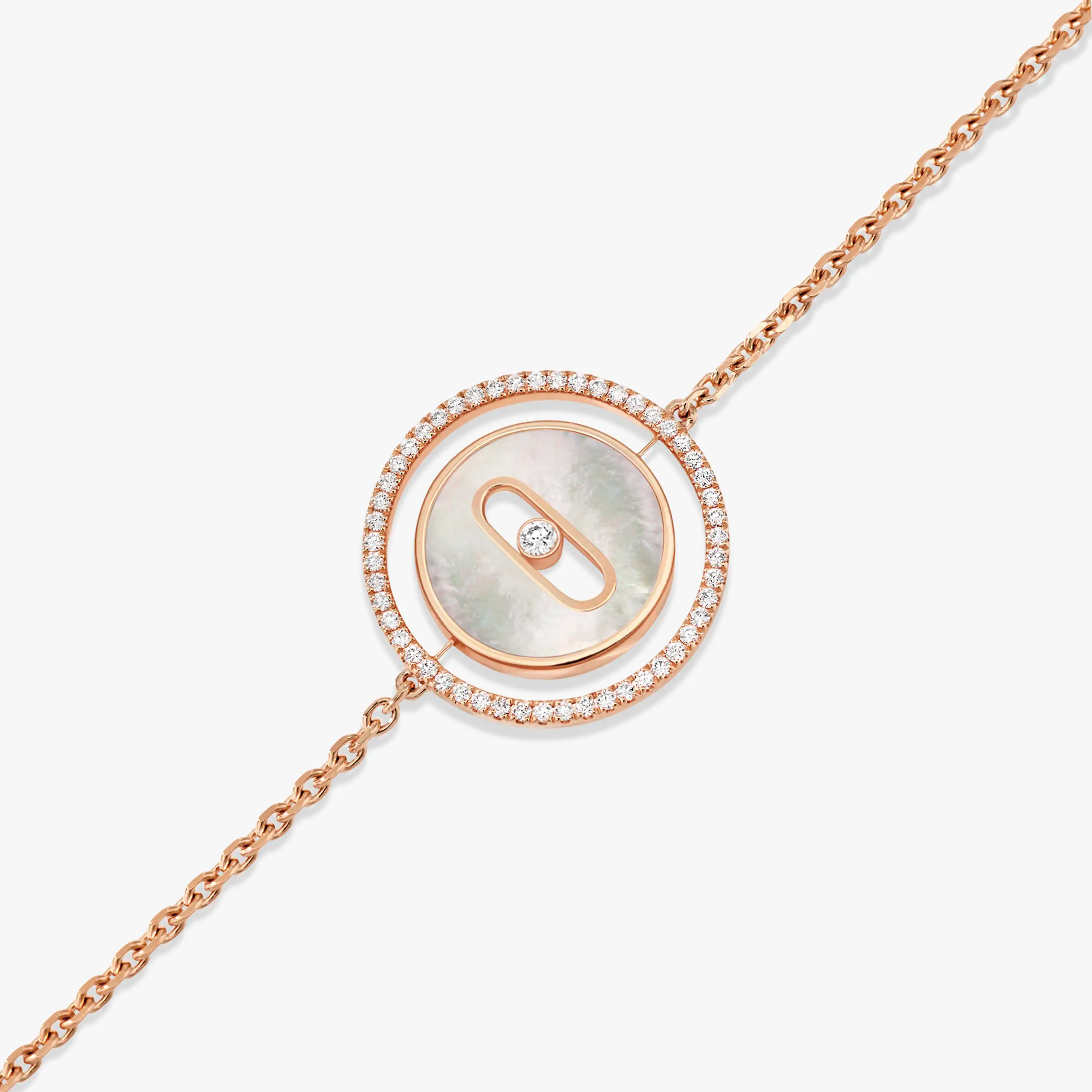 [Luxe Jewellery] LUCKY MOVE WHITE MOTHER OF PEARL PINK GOLD DIAMOND BRACELET