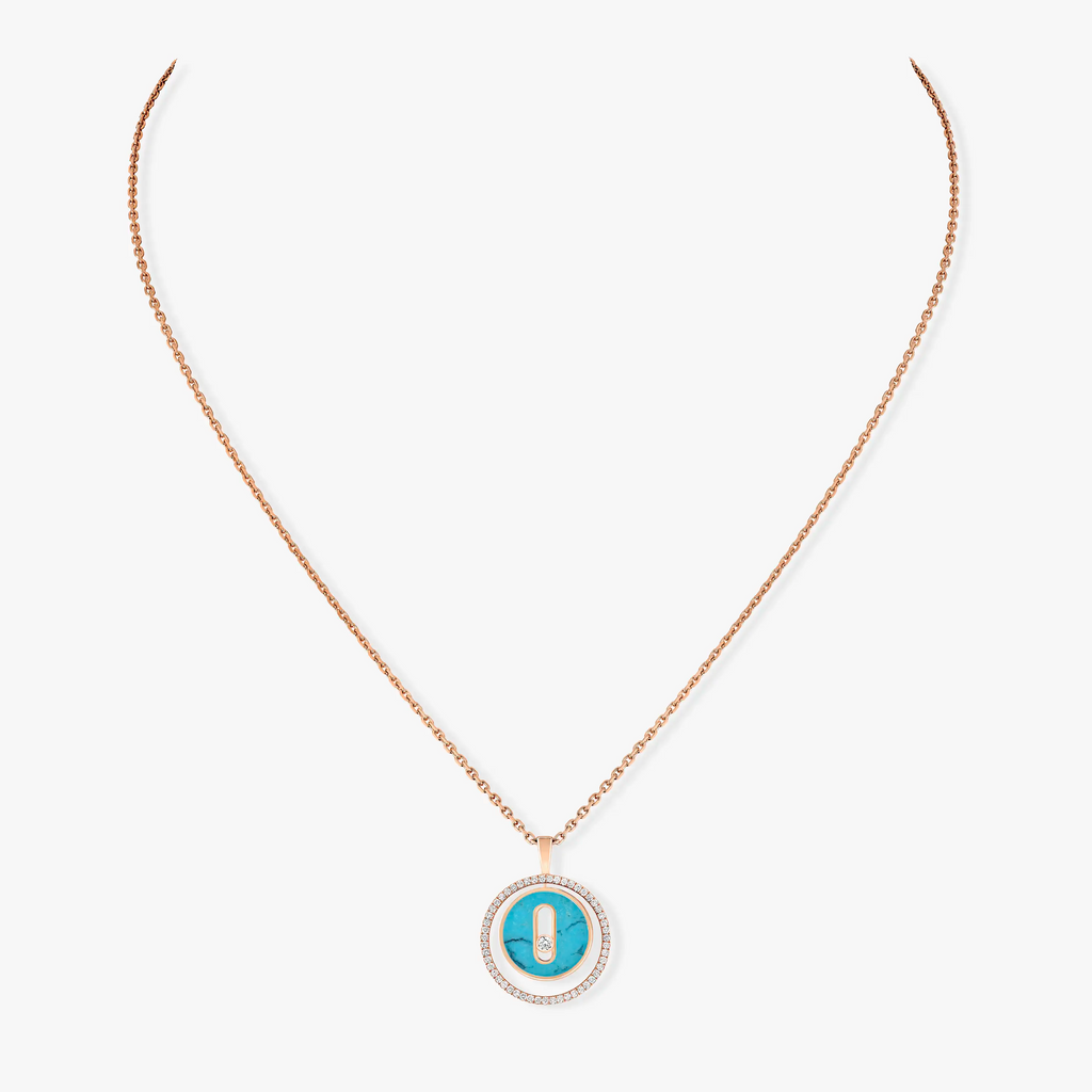 [Luxe Jewellery] LUCKY MOVE 1 DIAMOND TURQUOISE PINK GOLD DIAMOND NECKLACE