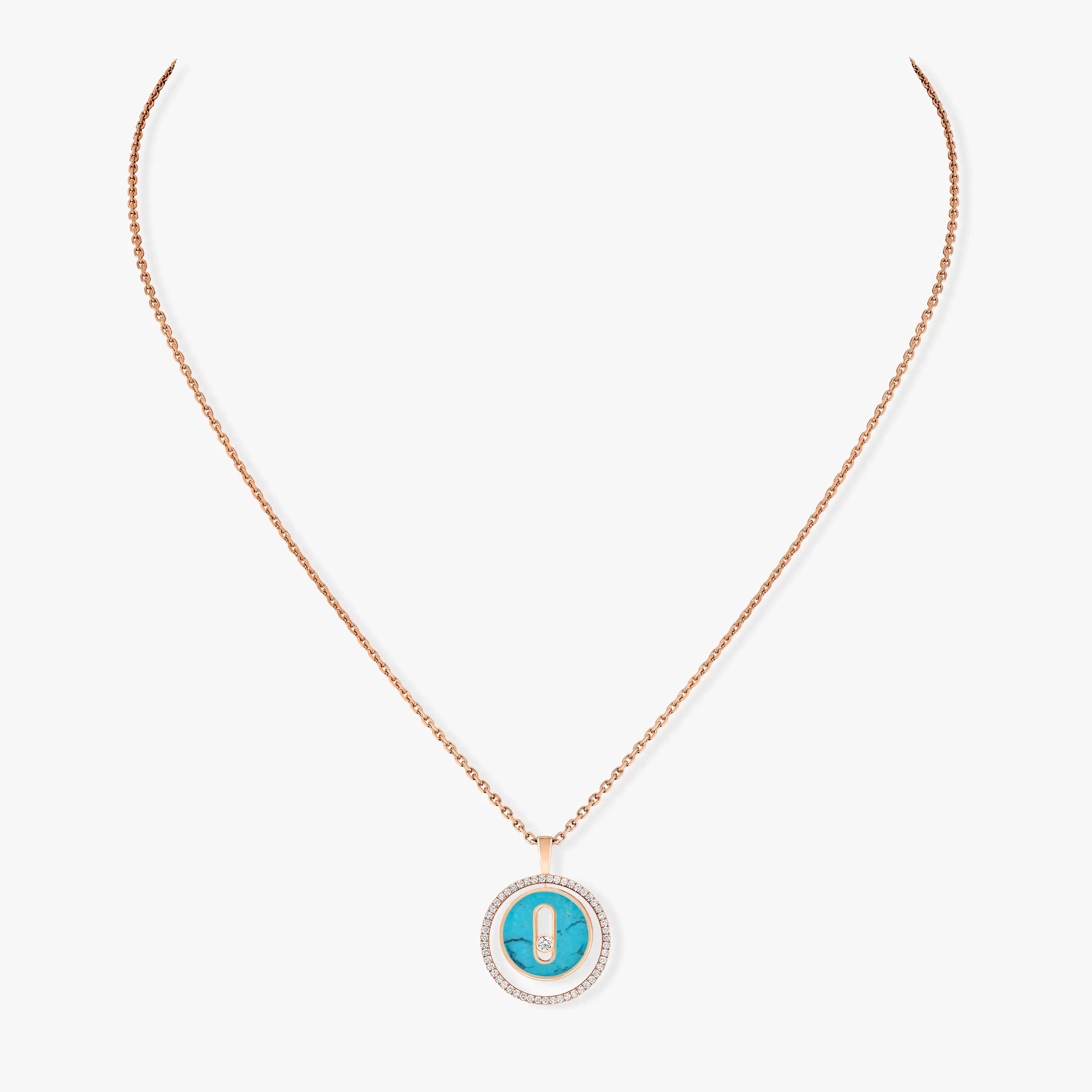 [Luxe Jewellery] LUCKY MOVE 1 DIAMOND TURQUOISE PINK GOLD DIAMOND NECKLACE