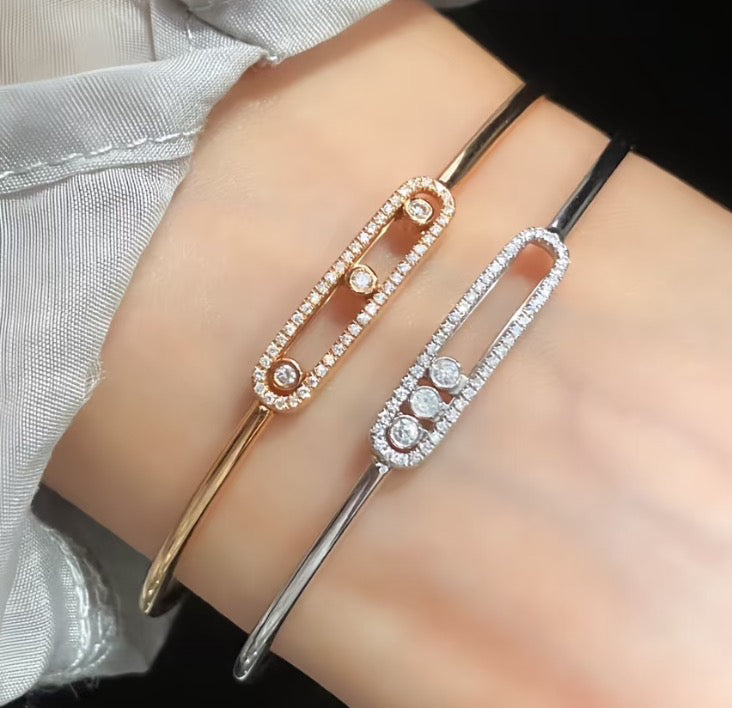 [LUXE JEWELRY]Move Pavé Diamond Bangle Bracelet M