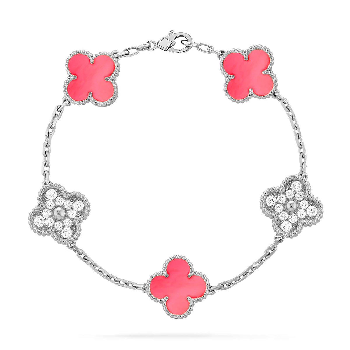 [LUXE JEWELRY] CLOVER 5 MOTIFS  PINK MOP BRACELET COLLECTION