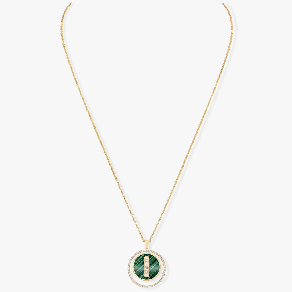 [Luxe Jewellery] LUCKY MOVE 3 DIAMOND MALACHITE GOLD DIAMOND NECKLACE