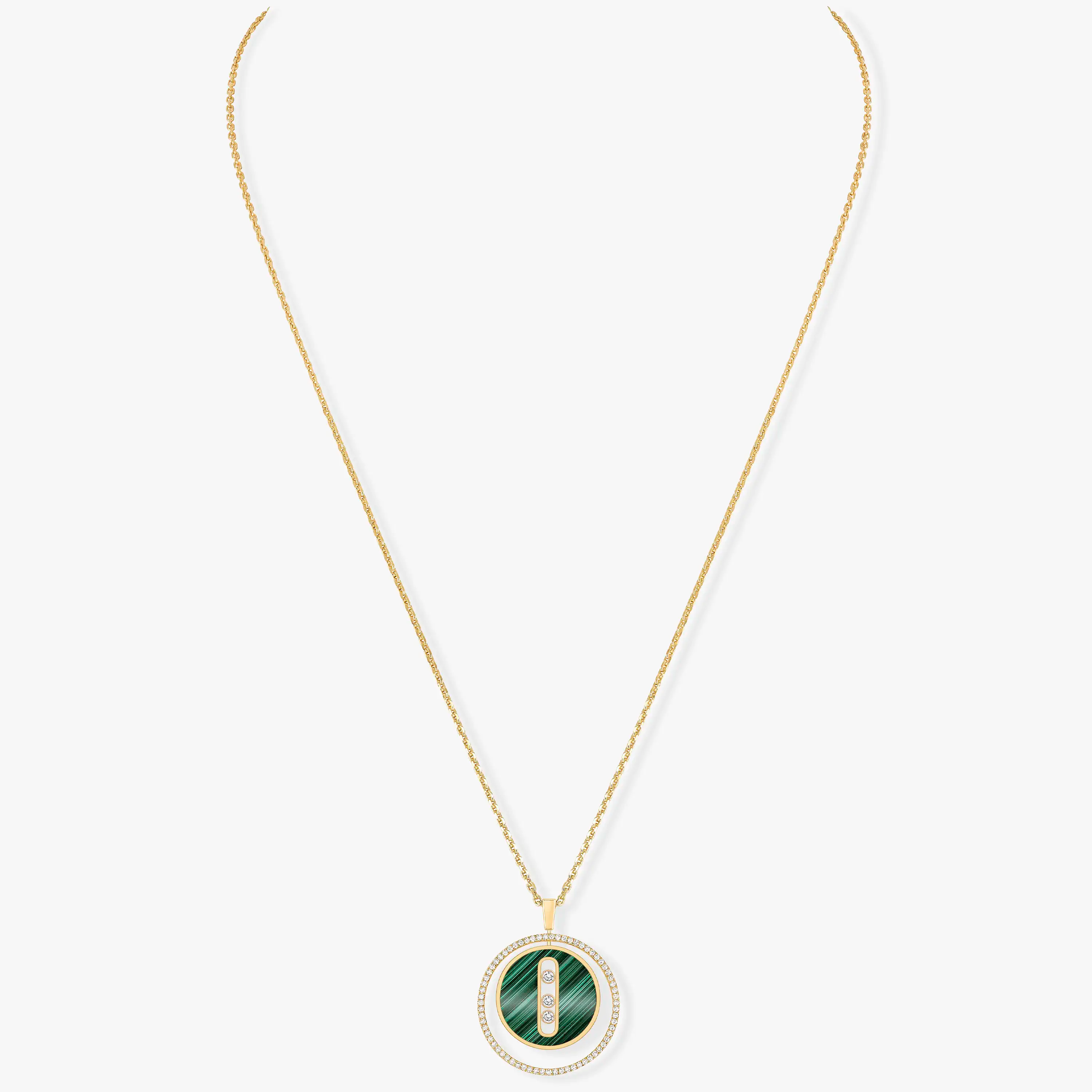 [Luxe Jewellery] LUCKY MOVE 3 DIAMOND MALACHITE GOLD DIAMOND NECKLACE