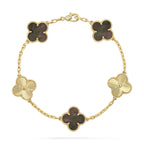 [LUXE JEWELRY] CLOVER 5 MOTIF GRAY MOP BRACELET COLLECTION