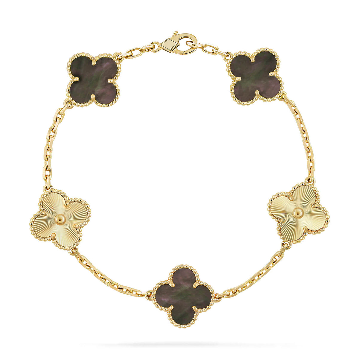 [LUXE JEWELRY] CLOVER 5 MOTIF GRAY MOP BRACELET COLLECTION