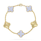 [LUXE JEWELRY] CLOVER 5 MOTIF PURPLE CHALCEDONY BRACELET COLLECTION