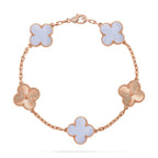 [LUXE JEWELRY] CLOVER 5 MOTIF PURPLE CHALCEDONY BRACELET COLLECTION