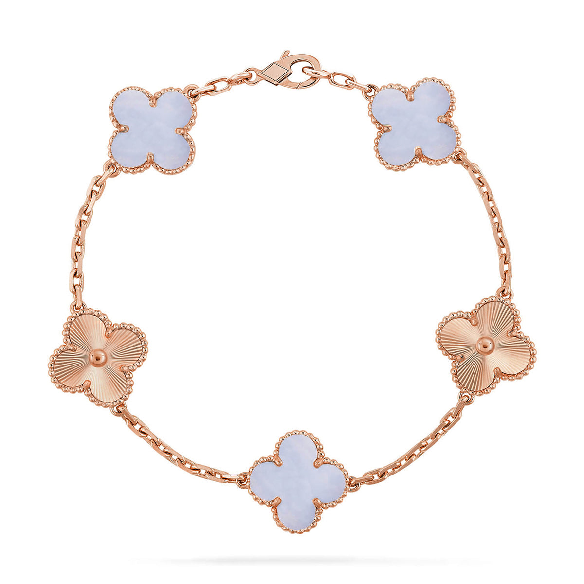 [LUXE JEWELRY] CLOVER 5 MOTIF PURPLE CHALCEDONY BRACELET COLLECTION