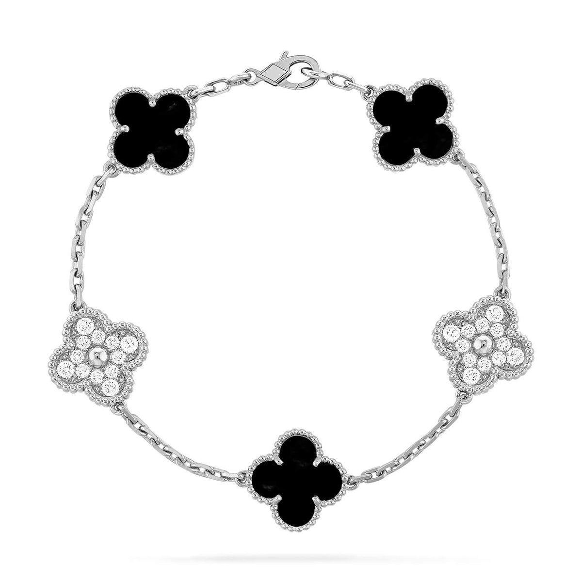 [LUXE JEWELRY] CLOVER 5 MOTIF ONYXS BRACELET COLLECTION