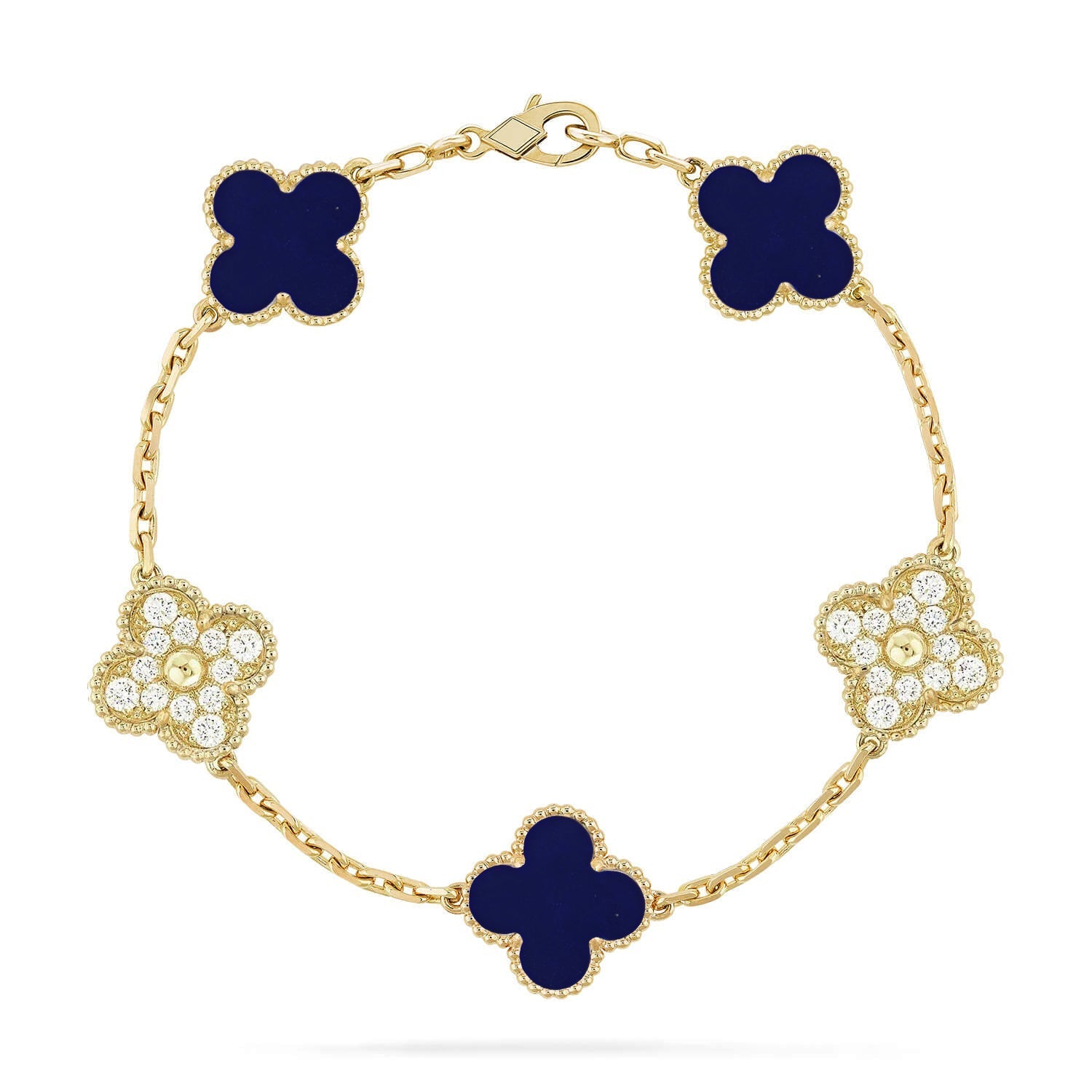 [LUXE JEWELRY]CLOVER 5 MOTIF LAPIS LAZULI BRACELET COLLECTION