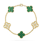 [LUXE JEWELRY] CLOVER 5 MOTIF MALACHITE BRACELET COLLECTION