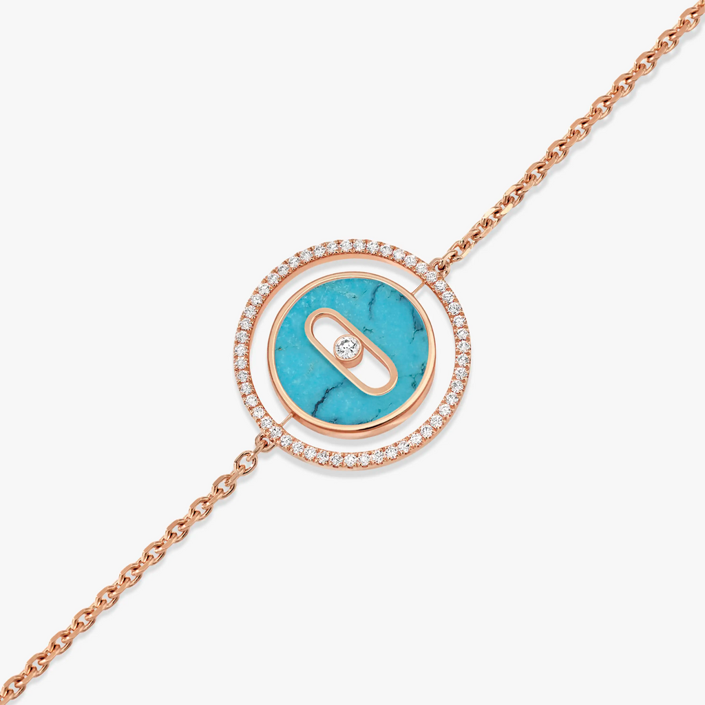 [Luxe Jewellery] LUCKY MOVE TURQUOISE PINK GOLD DIAMOND BRACELET