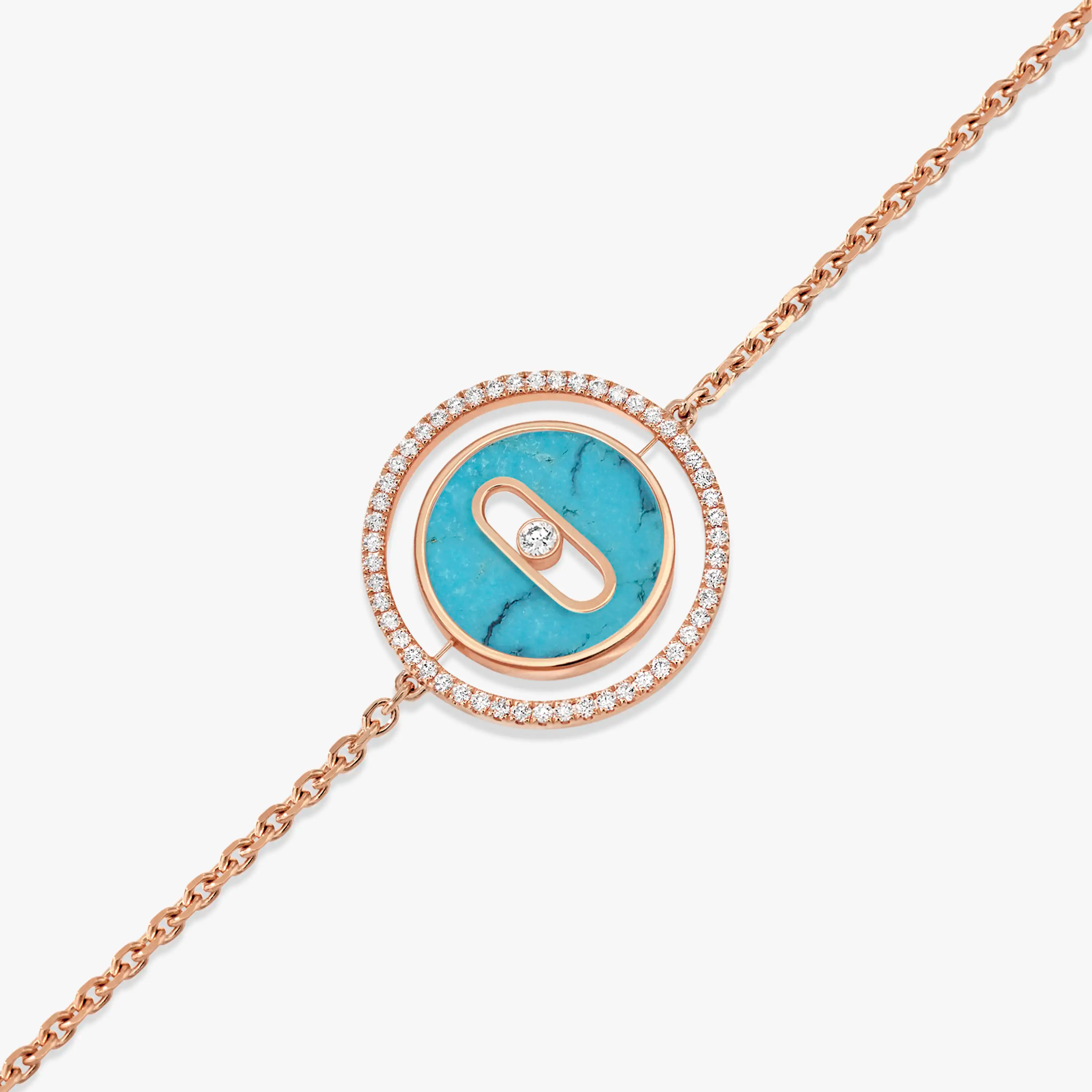 [Luxe Jewellery] LUCKY MOVE TURQUOISE PINK GOLD DIAMOND BRACELET