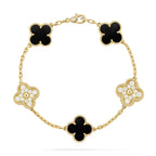 [LUXE JEWELRY] CLOVER 5 MOTIF ONYXS BRACELET COLLECTION