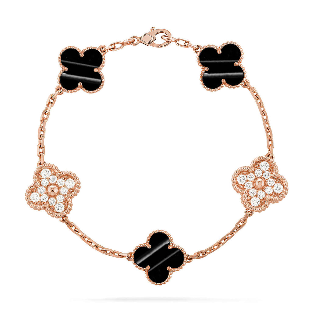 [LUXE JEWELRY] CLOVER 5 MOTIF PULSAR STONE BRACELET COLLECTION