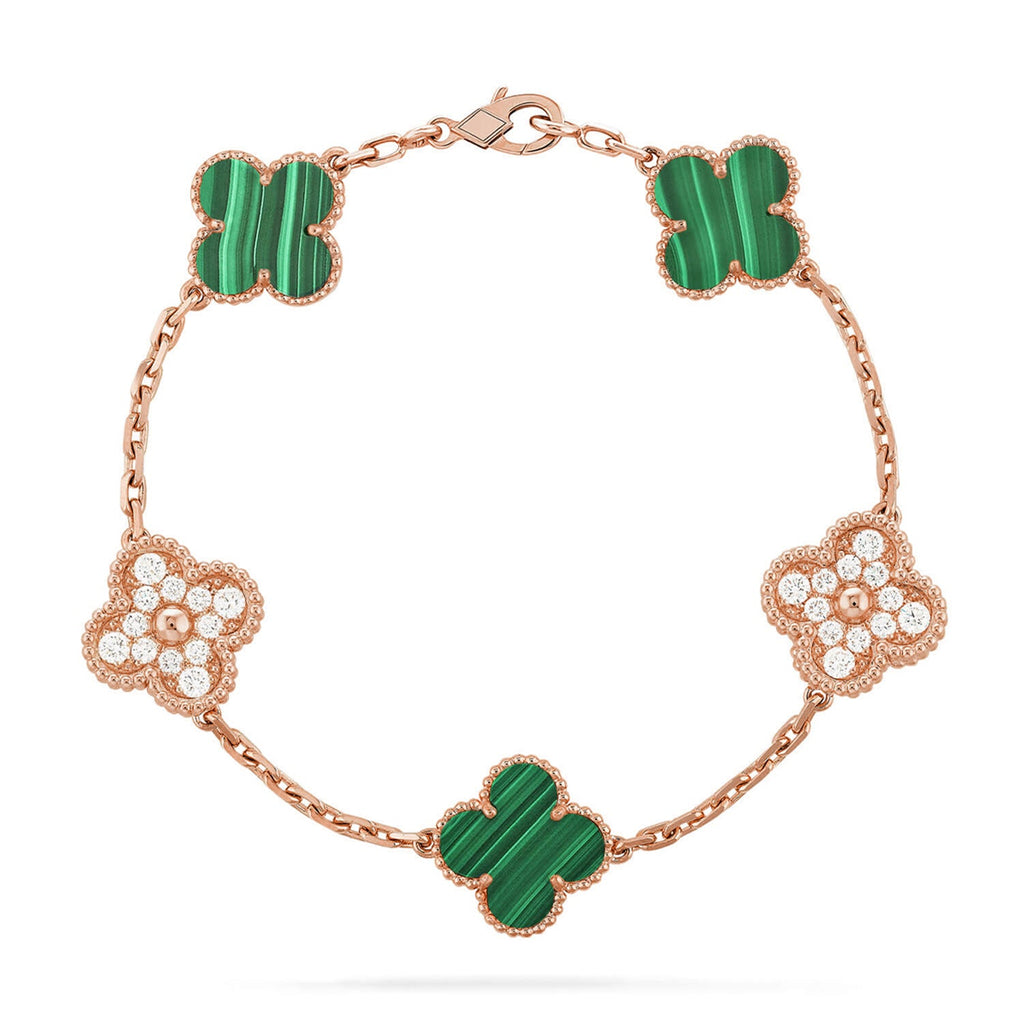 [Luxe] CLOVER 5 MOTIF MALACHITE BRACELET COLLECTION