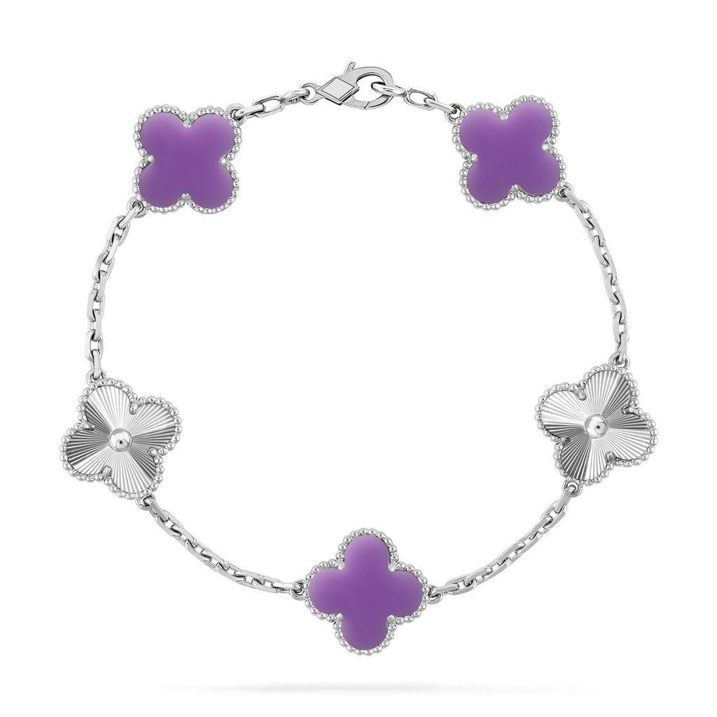 [LUXE JEWELRY]CLOVER 5 MOTIF LIGHT PURPLE BRACELET COLLECTION