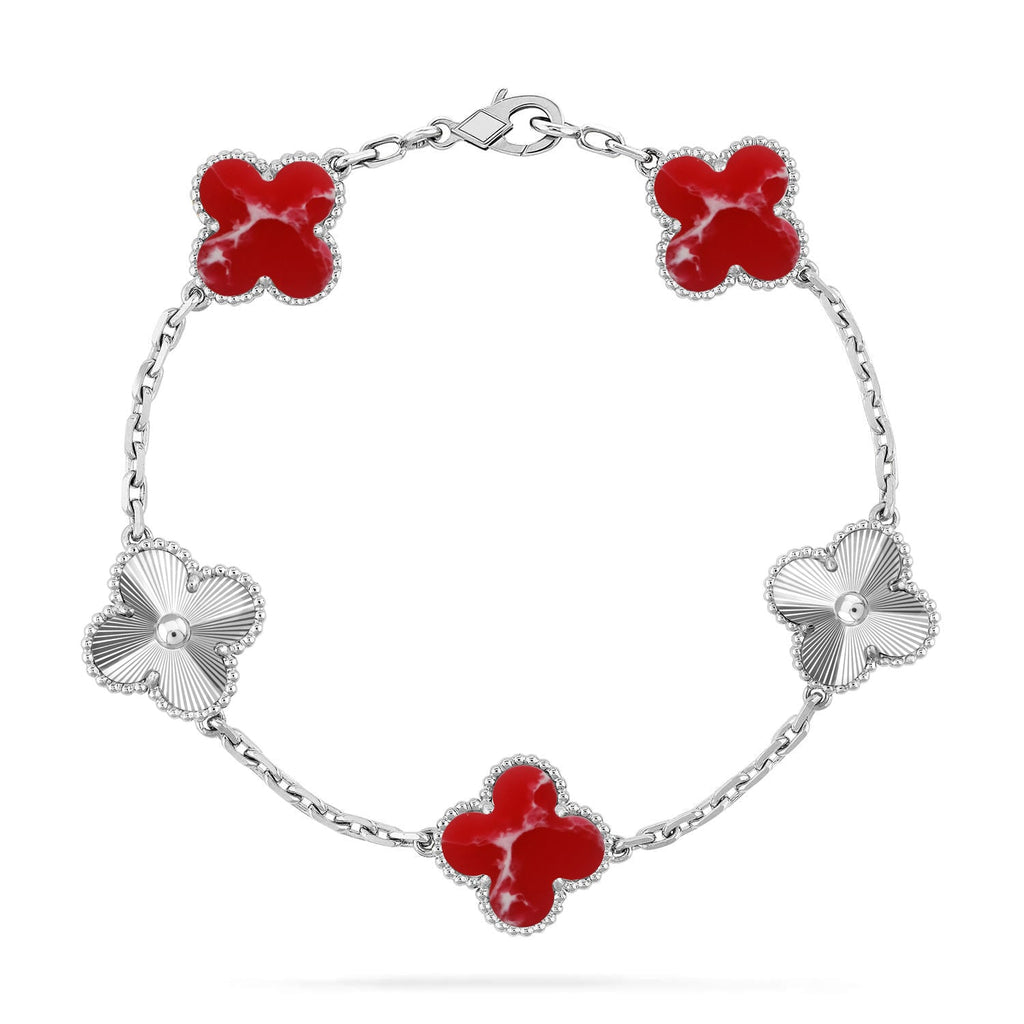 [LUXE JEWELRY]CLOVER 5 MOTIF RED PATTERN BRACELET COLLECTION