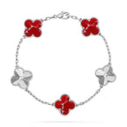 [LUXE JEWELRY]CLOVER 5 MOTIF RED PATTERN BRACELET COLLECTION