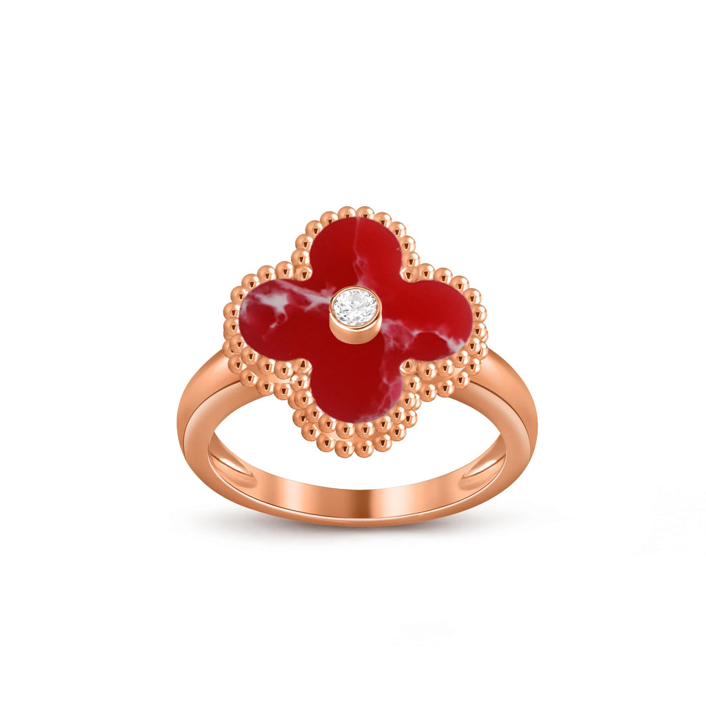 [LUXE JEWELRY]CLOVER DIAMOND RING ROSE GOLD COLLECTION