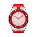 Oak Pop Orange-Red Steel Silicone Strap