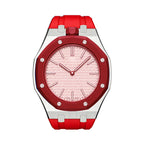 Oak Pop Orange-Red Steel Silicone Strap