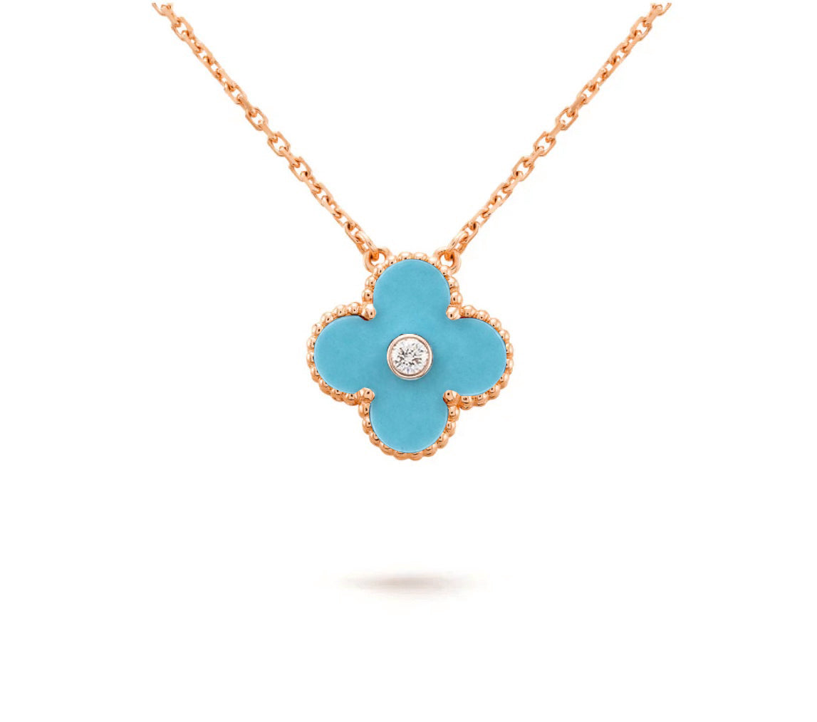 [LUXE JEWELRY]CLOVER 15MM DIAMOND SINGLE FLOWER NECKLACE COLLECTION