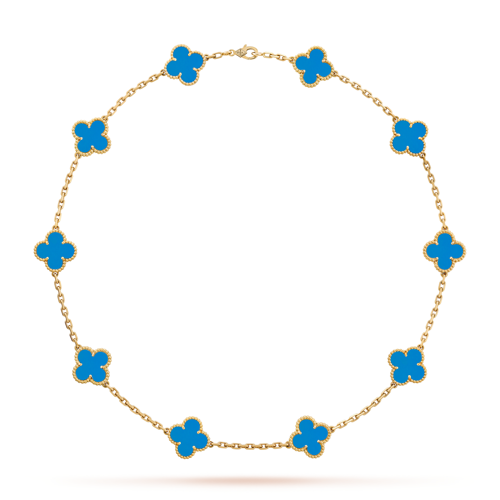 [LUXE JEWELRY]CLOVER 10 MOTIFS BLUE AGATE NECKLACE
