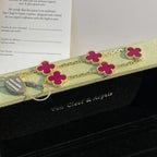 [LUXE JEWELRY]NEW CLOVER 5 MOTIFS PINK ENAMEL BRACELET