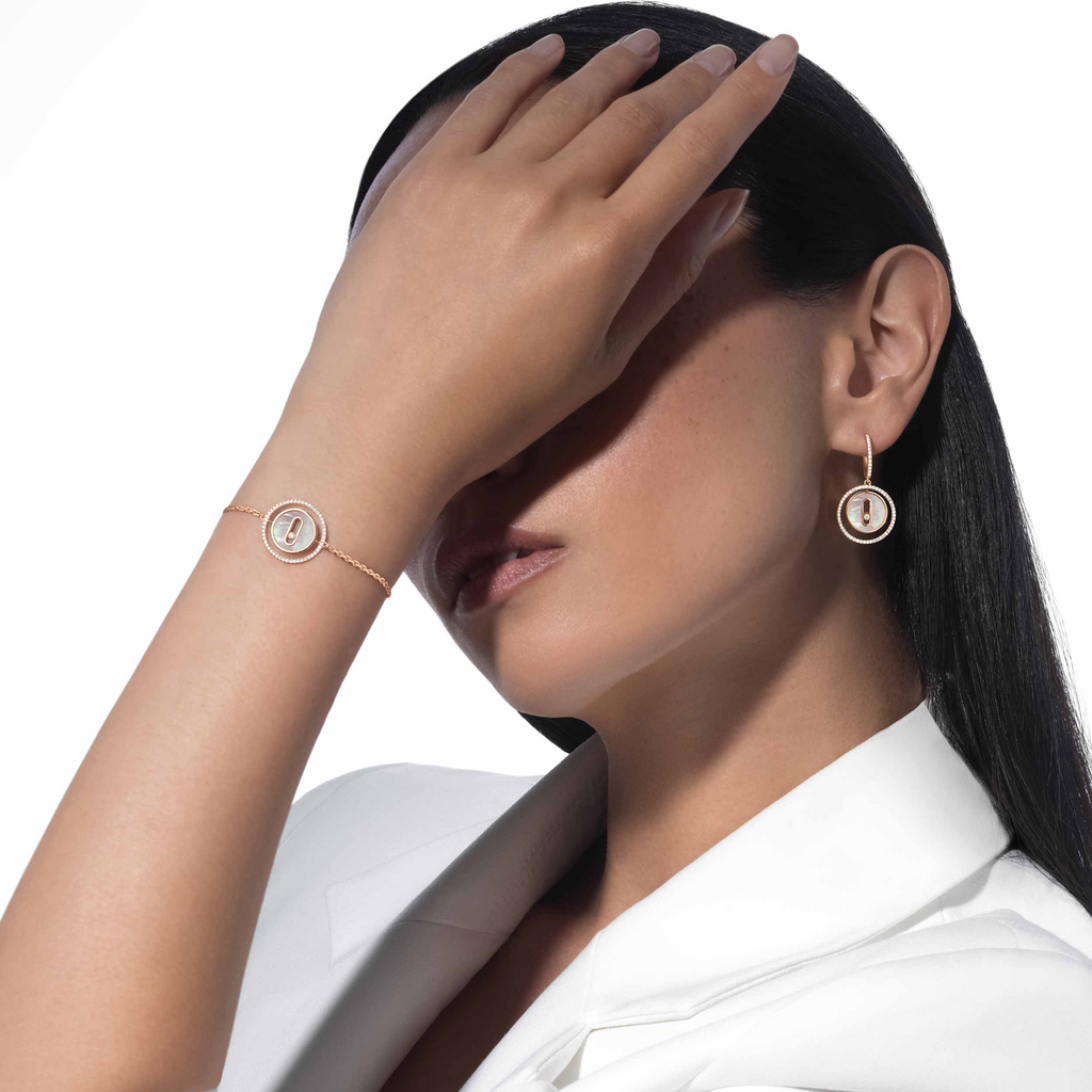[Luxe Jewellery] LUCKY MOVE WHITE MOTHER OF PEARL PINK GOLD DIAMOND BRACELET