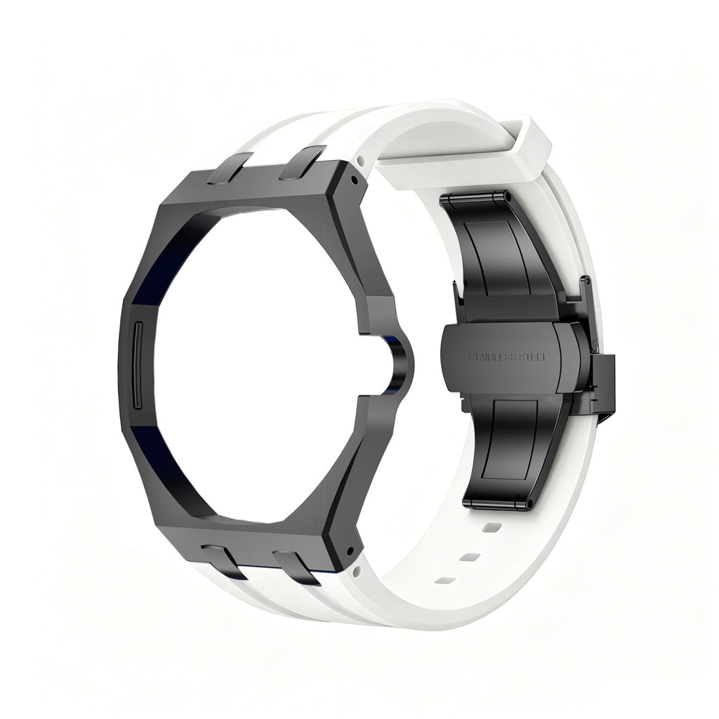 Oak Pop Black Steel  Silicone Strap