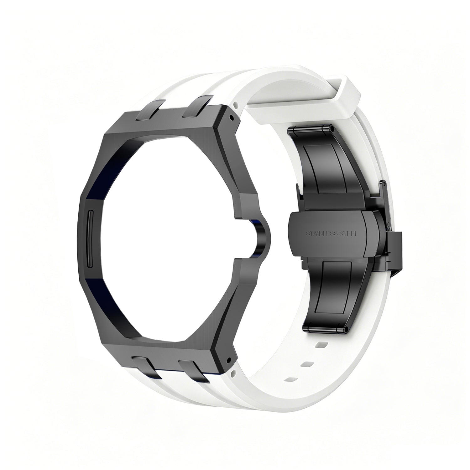 Oak Pop Black Steel  Silicone Strap