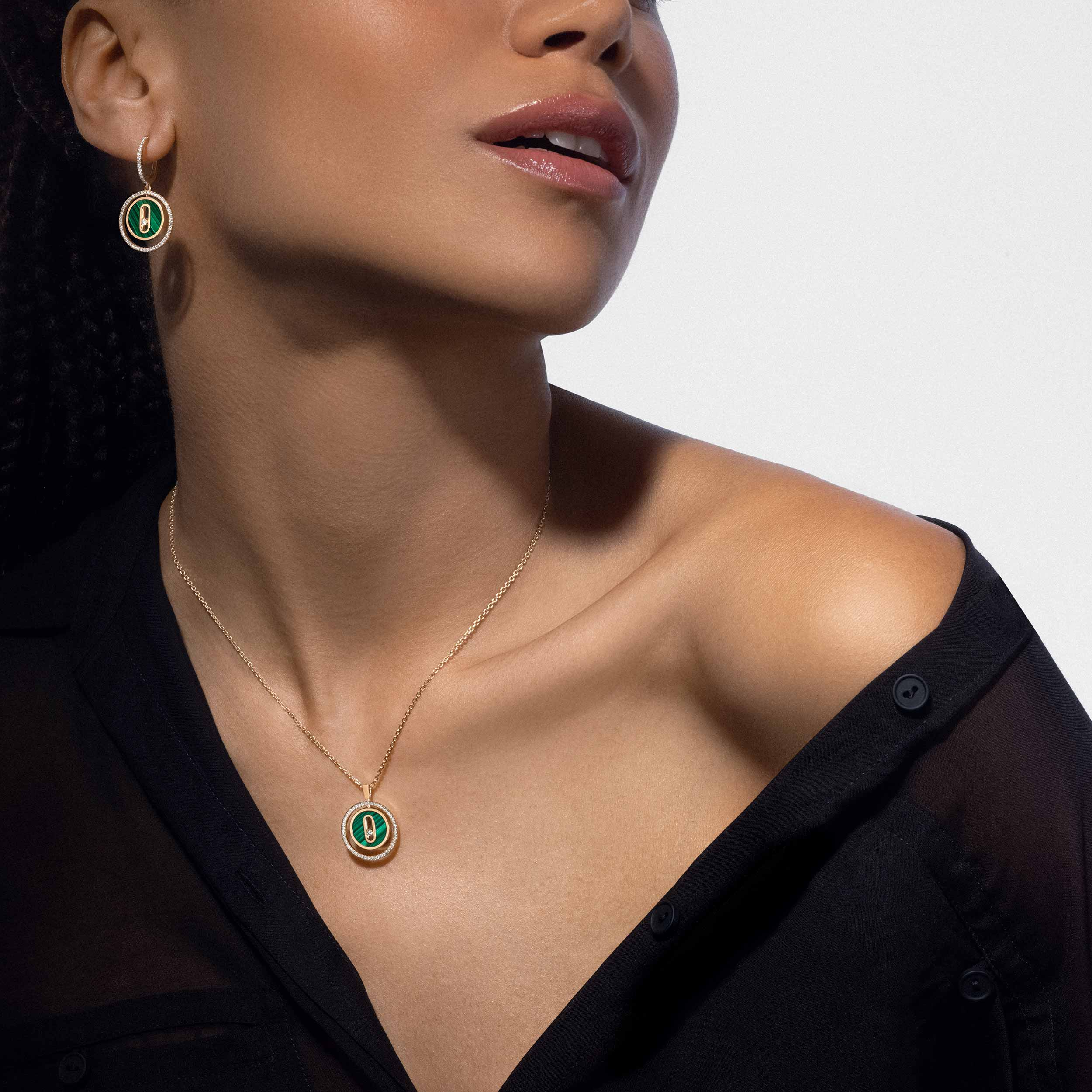 [Luxe Jewellery] LUCKY MOVE 1 DIAMOND MALACHITE GOLD DIAMOND NECKLACE
