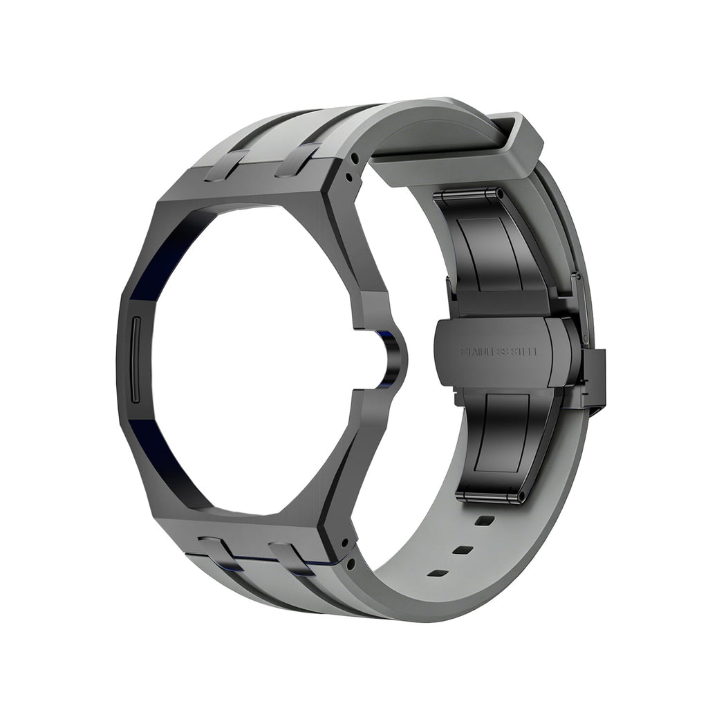 Oak Pop Black Steel  Silicone Strap