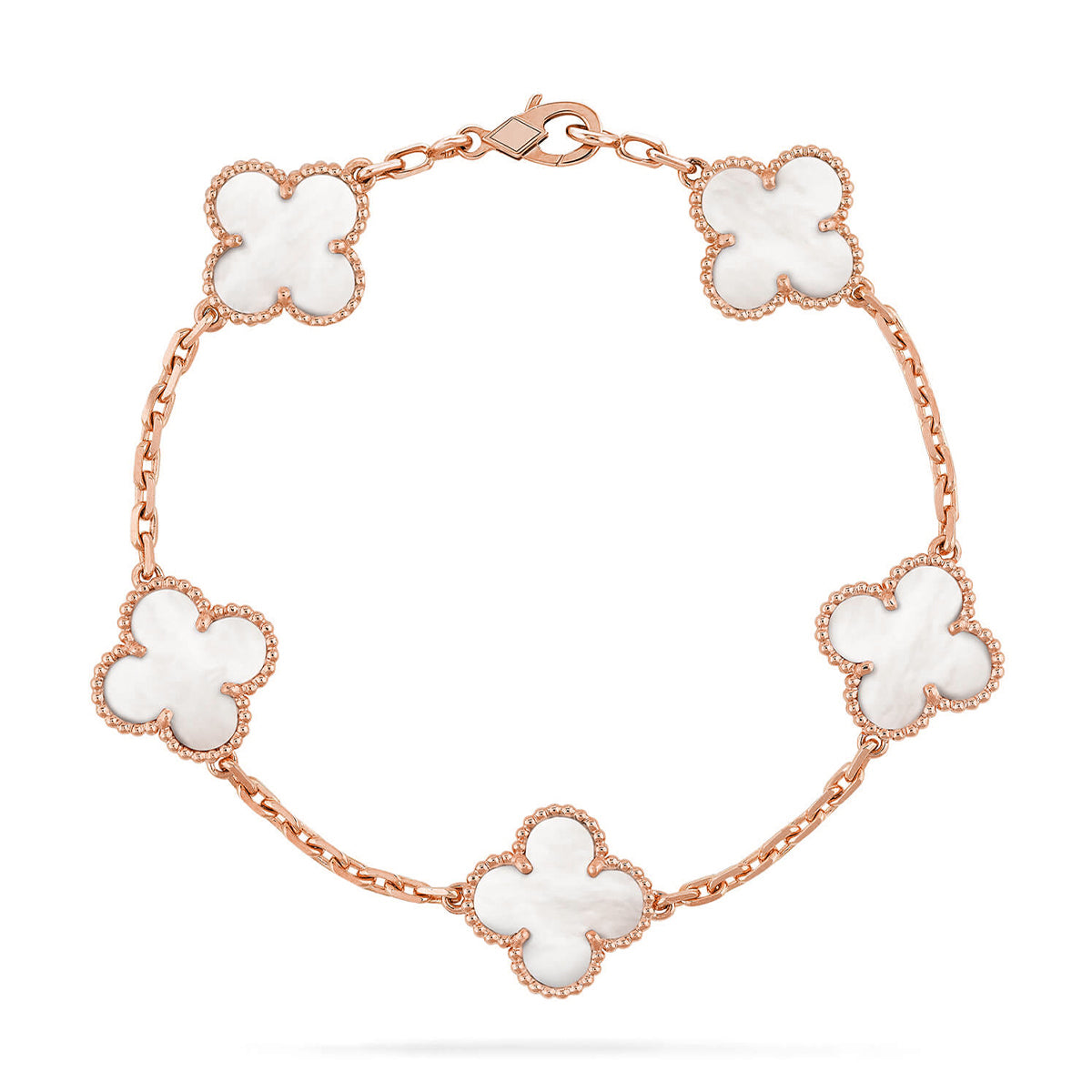 [LUXE JEWELRY]CLOVER WHITE PEARL MOP 5 MOTIF BRACELET COLLECTION