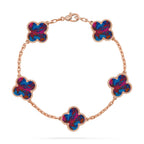 [LUXE JEWELRY]CLOVER 5 MOTIF COLOR GEMSTONES BRACELET COLLECTION