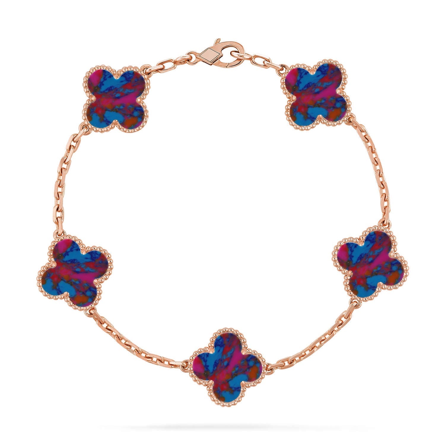 [LUXE JEWELRY]CLOVER 5 MOTIF COLOR GEMSTONES BRACELET COLLECTION