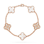 [LUXE JEWELRY]CLOVER WHITE PEARL MOP 5 MOTIF BRACELET COLLECTION