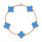 [LUXE JEWELRY] CLOVER 5 MOTIF BLUE AGATE BRACELET COLLECTION
