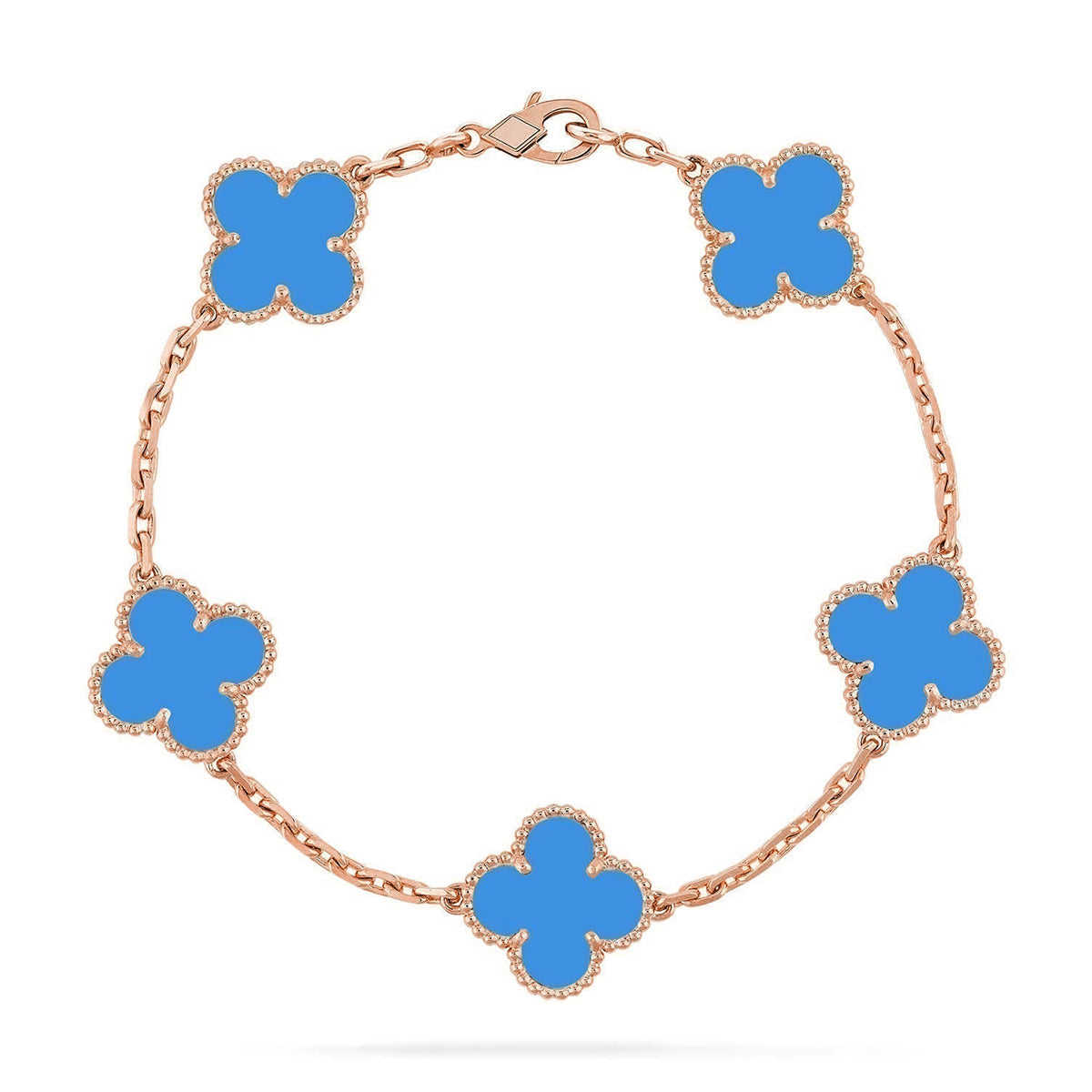 [LUXE JEWELRY] CLOVER 5 MOTIF BLUE AGATE BRACELET COLLECTION