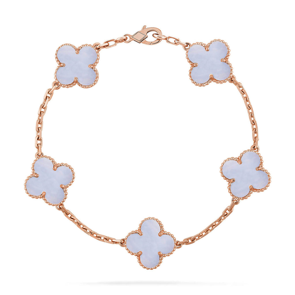 [Luxe] CLOVER 5 MOTIF PURPLE CHALCEDONY BRACELET COLLECTION
