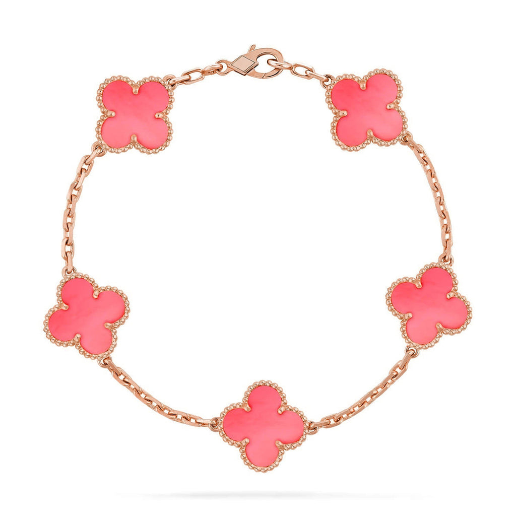 [LUXE JEWELRY] CLOVER 5 MOTIFS  PINK MOP BRACELET COLLECTION