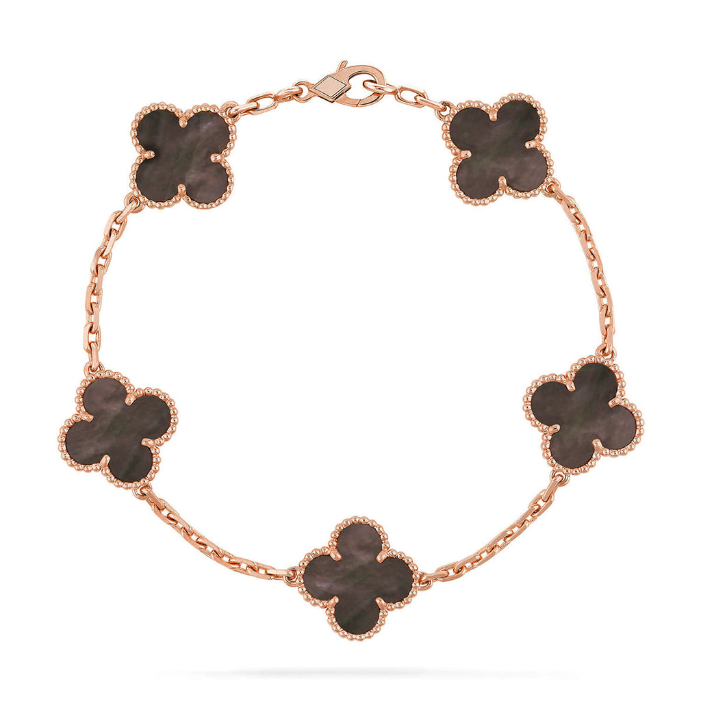 [LUXE JEWELRY] CLOVER 5 MOTIF GRAY MOP BRACELET COLLECTION