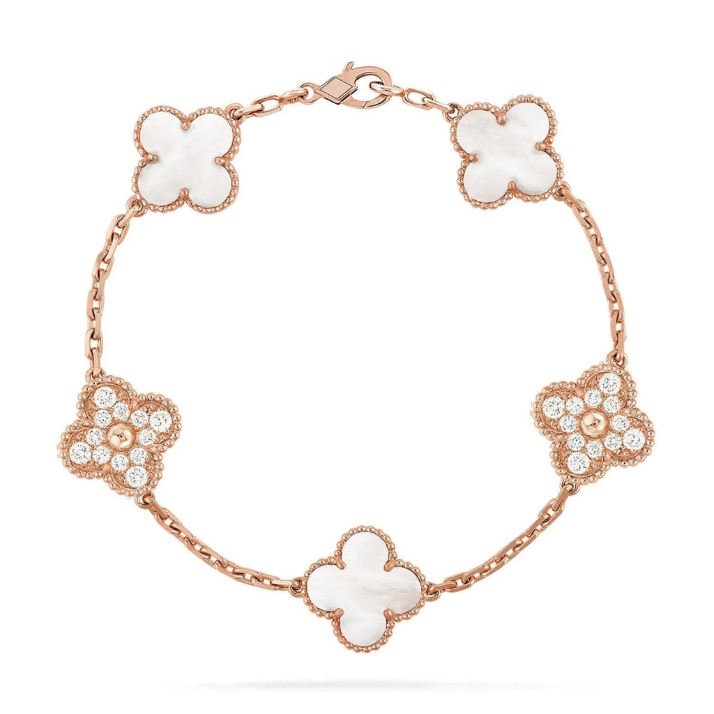 [Luxe]CLOVER WHITE PEARL MOP 5 MOTIF BRACELET COLLECTION