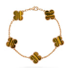 [LUXE JEWELRY] CLOVER 5 MOTIFS TIGER EYE BRACELET COLLECTION