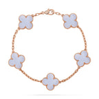 [LUXE JEWELRY] CLOVER 5 MOTIF PURPLE CHALCEDONY BRACELET COLLECTION