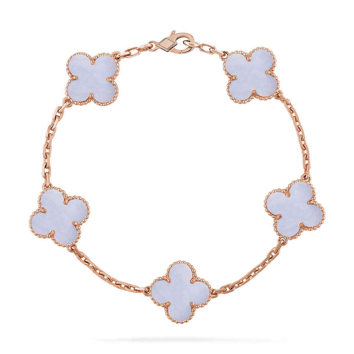 [LUXE JEWELRY] CLOVER 5 MOTIF PURPLE CHALCEDONY BRACELET COLLECTION