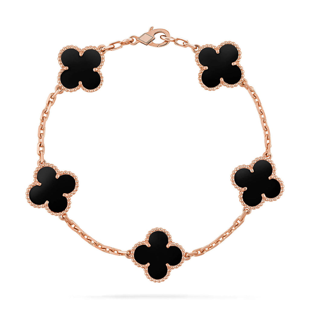 [LUXE JEWELRY] CLOVER 5 MOTIF ONYXS BRACELET COLLECTION