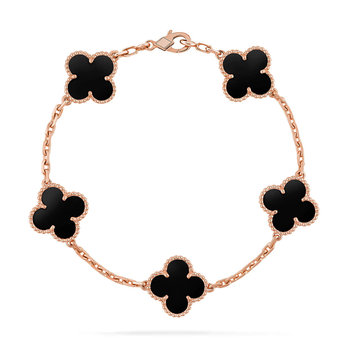 [LUXE JEWELRY] CLOVER 5 MOTIF ONYXS BRACELET COLLECTION
