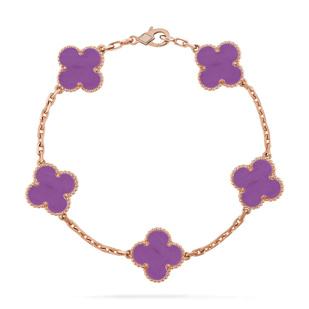 [LUXE JEWELRY] CLOVER 5 MOTIF VIOLET BRACELET COLLECTION